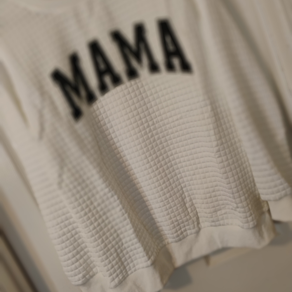 White Textured 'MAMA' Sweatshirt PTP 23 " - Picture 2 of 3
